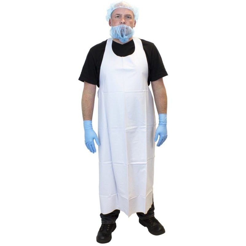 8 Mil, White Vinyl, 35" x45" Die Cut Apron (1 Dozen)