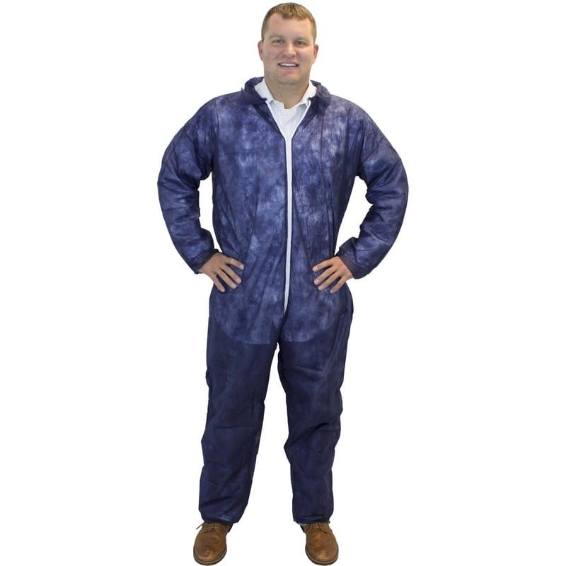 3XL Blue, Polypropylene Coveralls w/ Hood & Feet (25 Per Case)