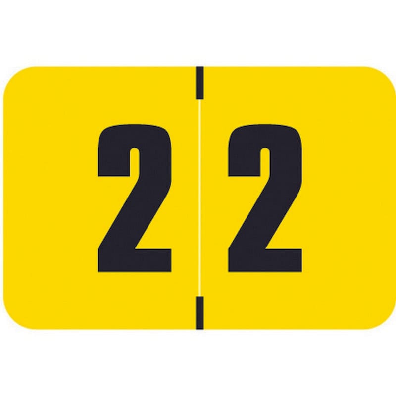 Digi Color DCNM Compatible Numeric "2" Labels, Laminated Stock, 1-1/2" x 1" Individual Numbers - Roll of 250