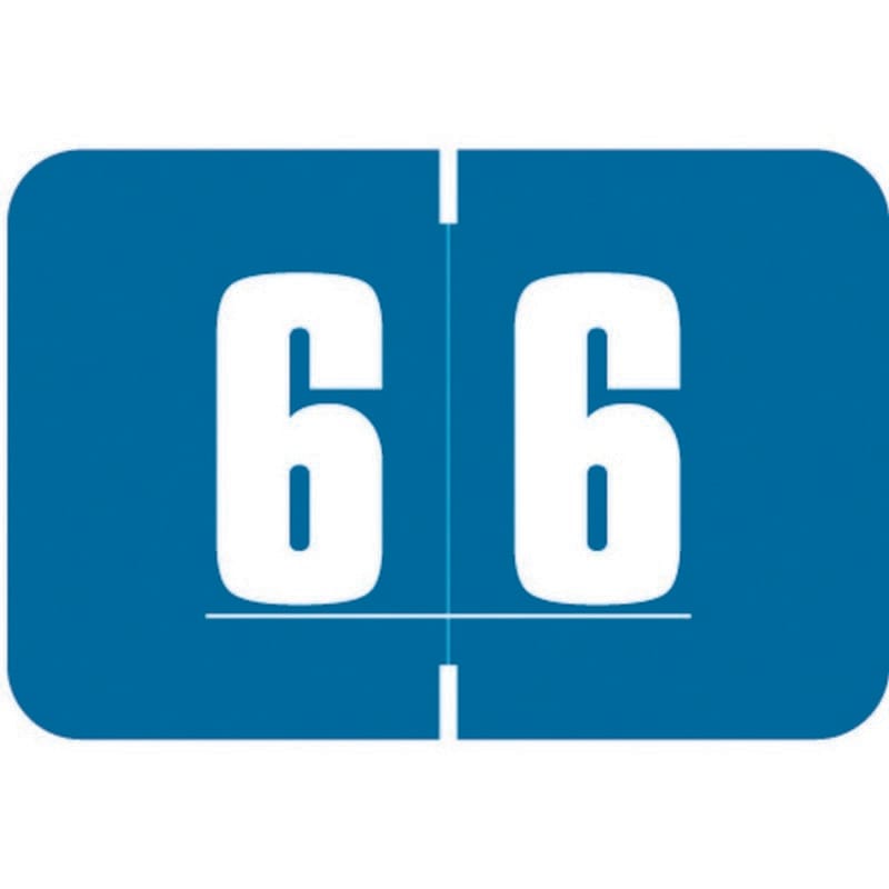 Digi Color DCNM Compatible Numeric "6" Labels, Laminated Stock, 1-1/2" x 1" Individual Numbers - Roll of 250