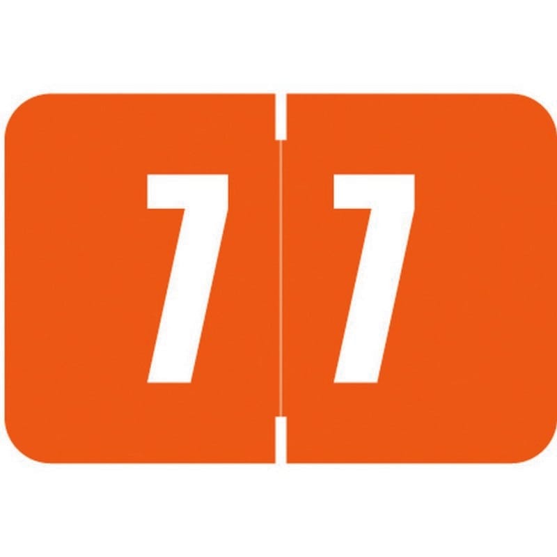 Digi Color DCNM Compatible Numeric "7" Labels, Laminated Stock, 1-1/2" x 1" Individual Numbers - Roll of 250