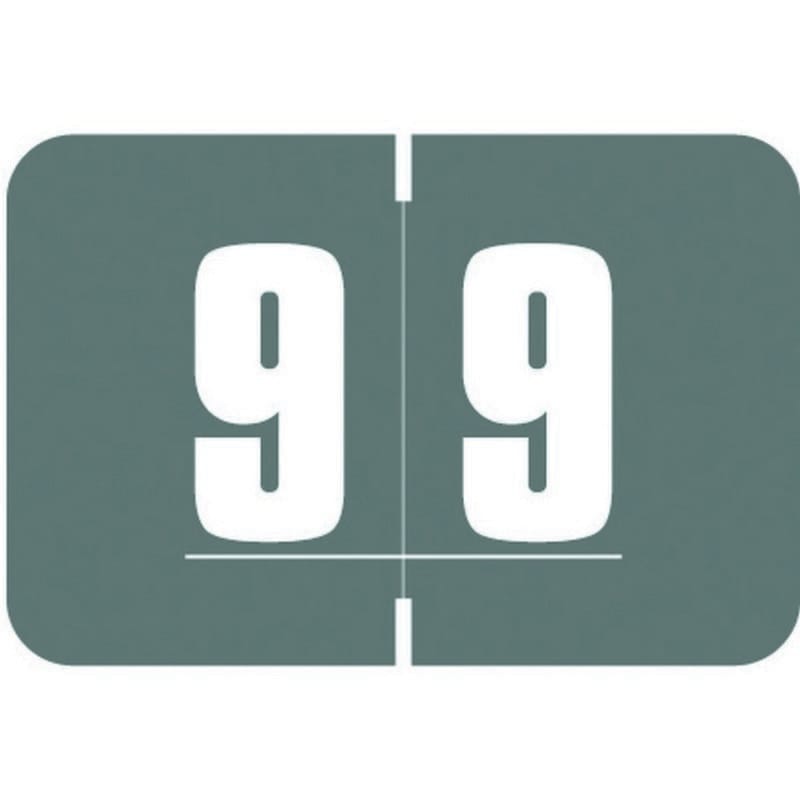 Digi Color DCNM Compatible Numeric "9" Labels, Laminated Stock, 1-1/2" x 1" Individual Numbers - Roll of 250