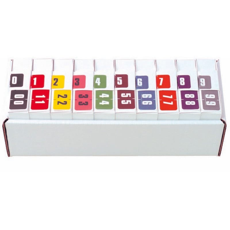 Digi Color DCNM Compatible Numeric "0-9" Labels, Laminated Stock, 1-1/2" x 1" Individual Numbers - Roll of 250