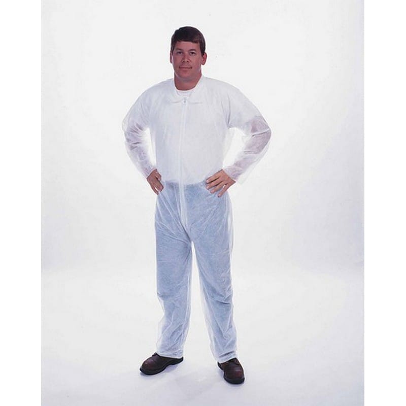XL, White Polypropylene Coveralls, White, No Hood, Boots (25 Per Case) - Image 3