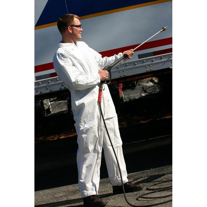 4XL, White Polypropylene Coveralls, White, No Hood, Boots (25 Per Case) - Image 2