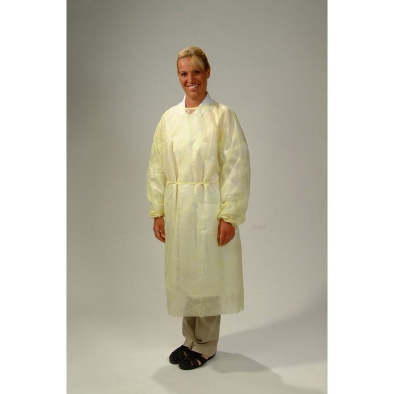 XL, Yellow Isolation Polypropylene Gown w/Ties (50 Per Case) - Image 3
