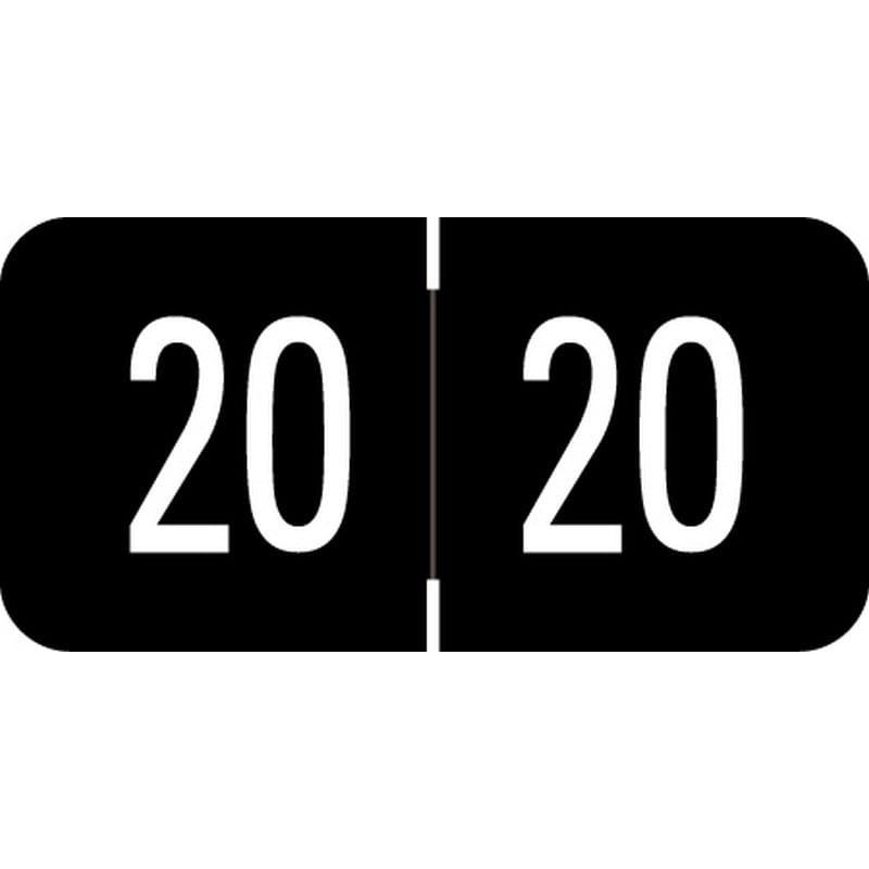 Digi Color Compatible "20" Yearband Labels, Laminated Stock 1-1/2" x 3/4" - 500 per Roll