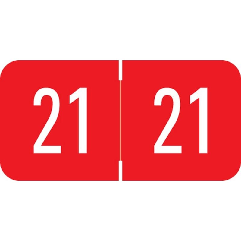 Digi Color Compatible "21" Yearband Labels, Laminated Stock 1-1/2" x 3/4" - 500 per Roll