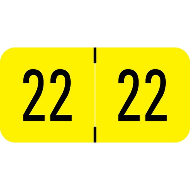 Digi Color Compatible "22" Yearband Labels, Laminated Stock 1-1/2" x 3/4" - 500 per Roll