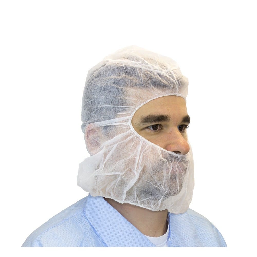 White Polypropylene Hood (100 per Bag, 10 Bags per Case)