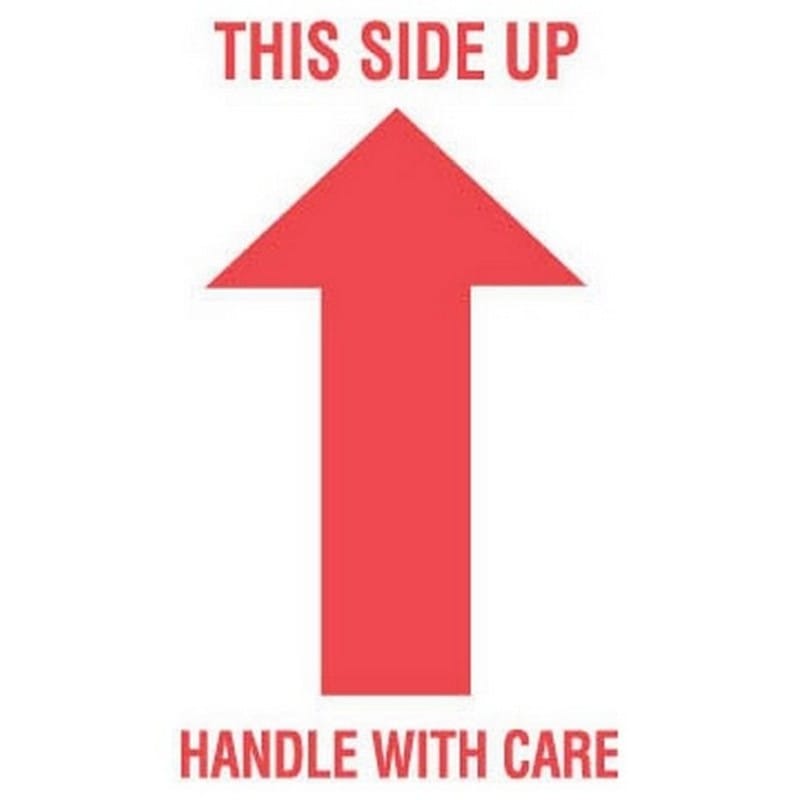 3" x 5" This Side Up Handle With Care Labels (500 per Roll)