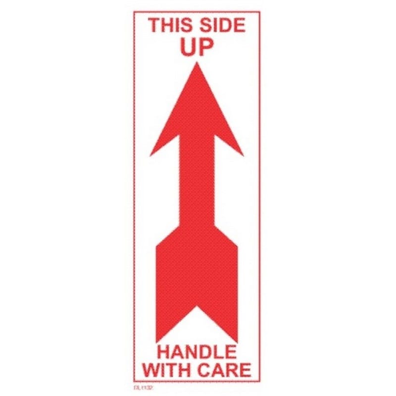 2-1/2" x 7" This Side Up Handle With Care Labels (500 per Roll) - Image 2