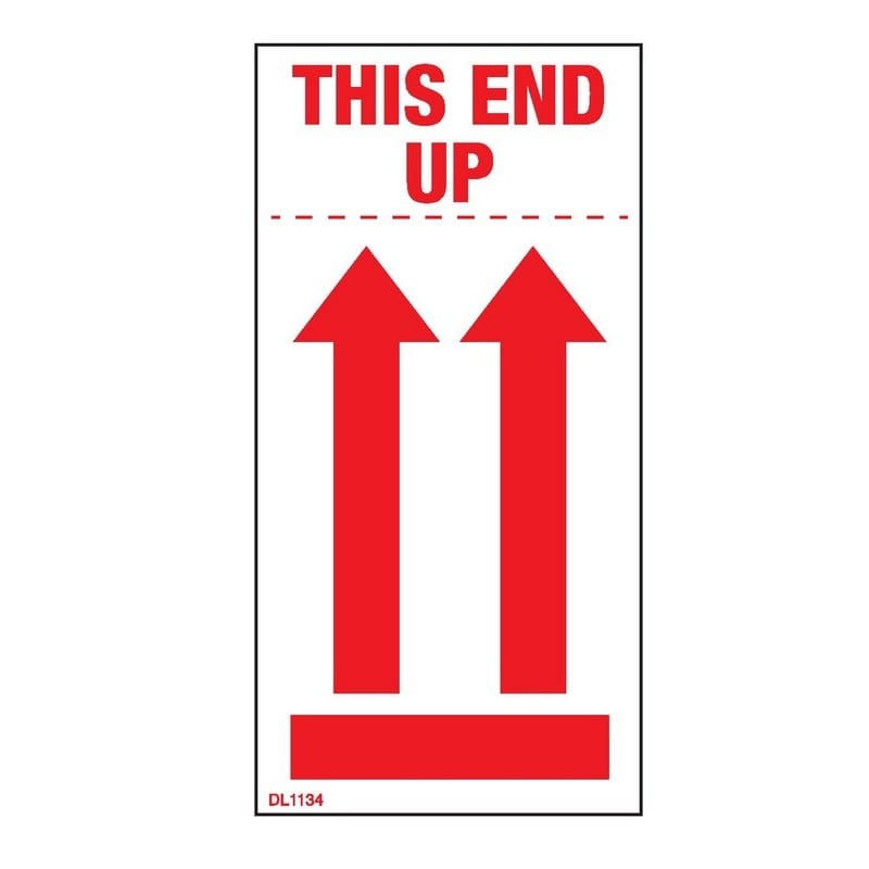 2" x 3-3/4" This End Up Arrow Labels (500 per Roll)