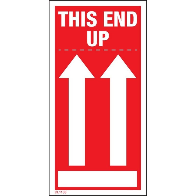 This End Up Arrow Labels – 2" x 3-3/4" – 500 Per Roll