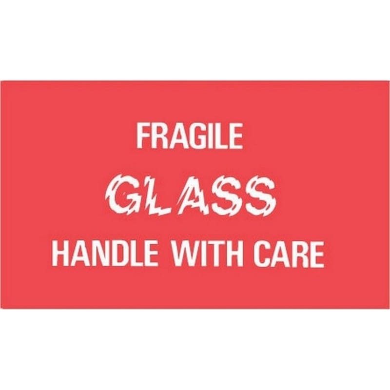 3" x 5" Fragile Glass Handle With Care Labels (500 per Roll) - Image 2