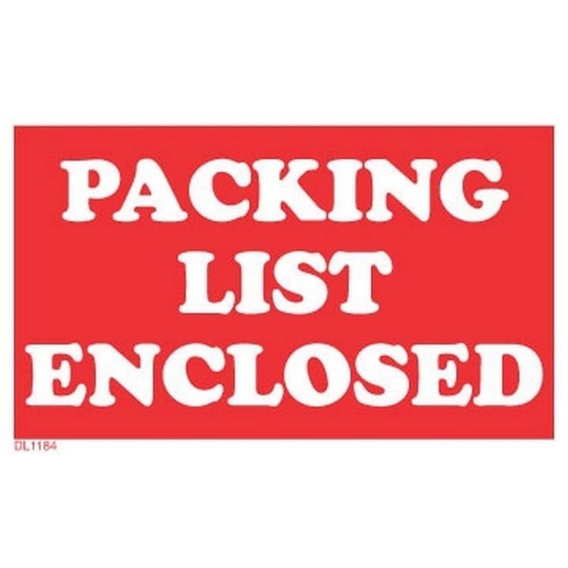 3" x 5" Packing List Enclosed Labels (500 per Roll)