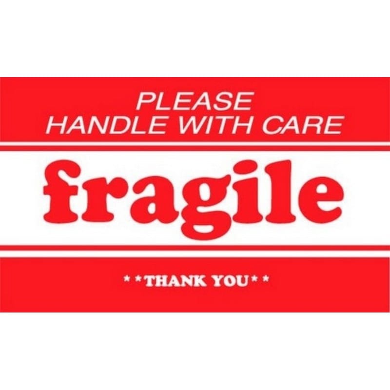 3" x 5" Fragile Please Handle With Care Thank You Labels (500 per Roll) - Image 2