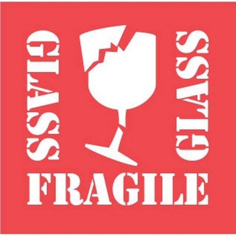 4" x 4" Glass Fragile Labels (500 per Roll)