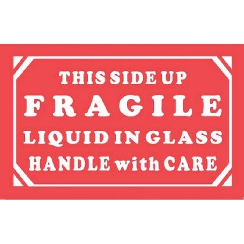 3" x 5" Fragile Liquid In Glass Labels (500 per Roll)