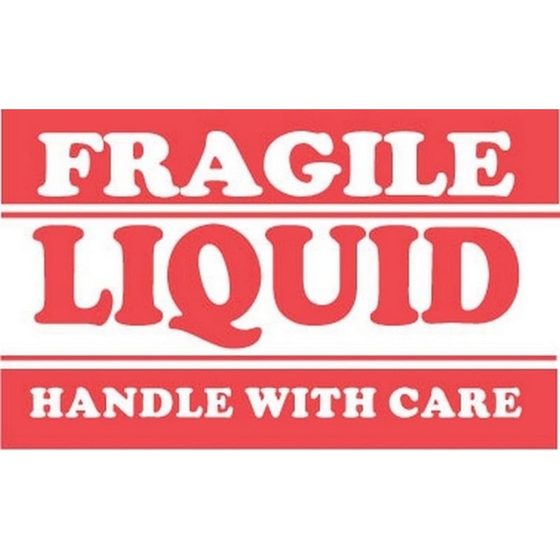 2" x 3" Fragile Liquid Handle With Care Labels (500 per Roll)