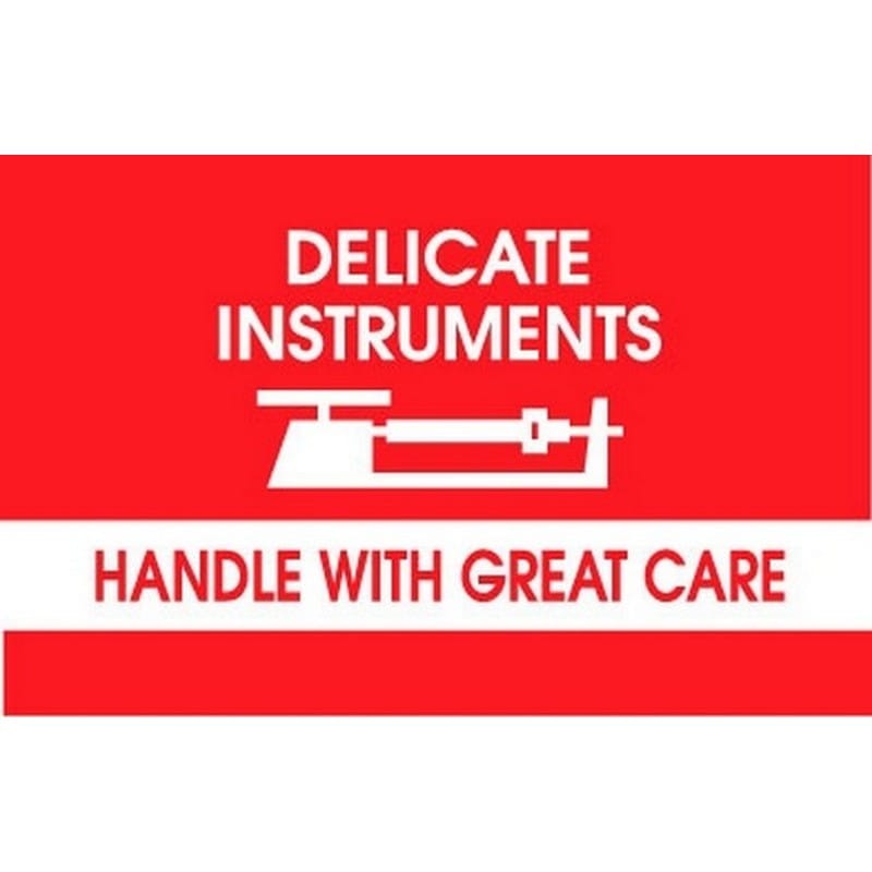 3" x 5" Delicate Instruments Handle with Great Care Labels (500 per Roll) - Image 2