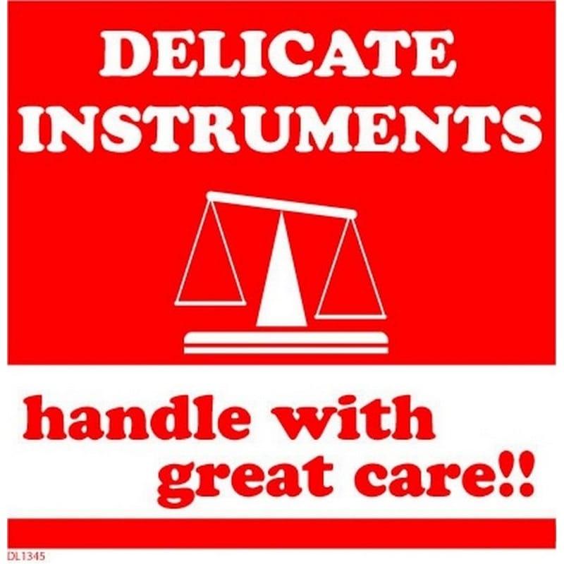 6" x 6" Delicate Instruments Handle with Great Care Labels (500 per Roll) - Image 2