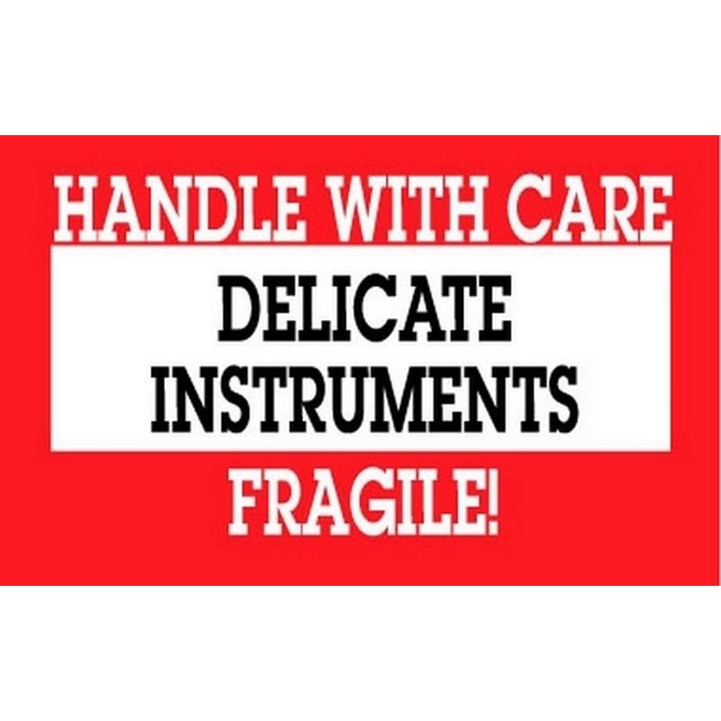 3" x 5" Handle with Care Delicate Instruments Fragile Labels (500 per Roll) - Image 2