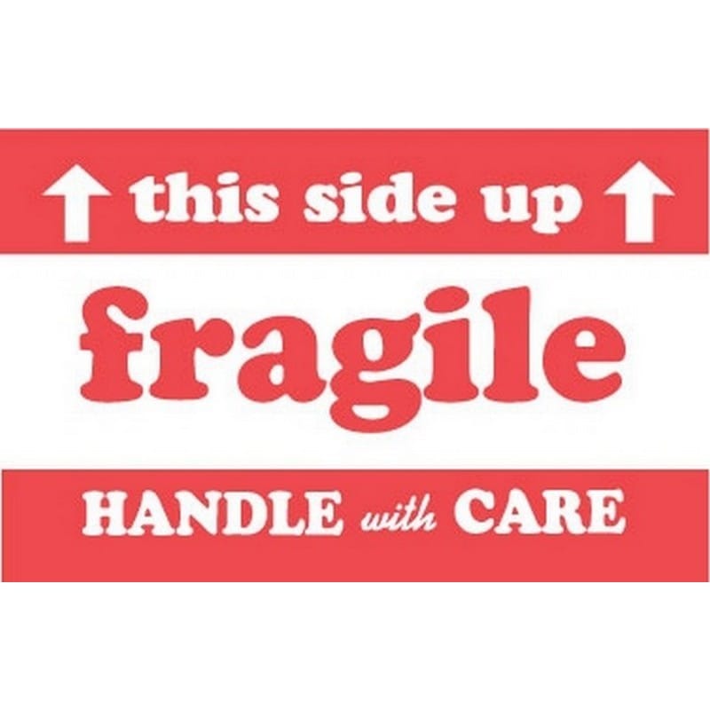 3" x 5" Fragile This Side Up Handle With Care Labels (500 per Roll)
