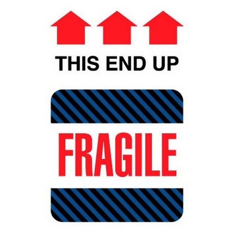 6" x 4" Fragile This End Up Labels (500 per Roll)