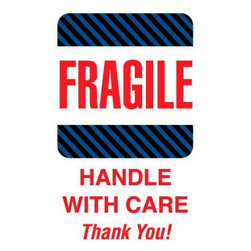 6" x 4" Fragile Handle With Care Thank You Labels (500 per Roll)