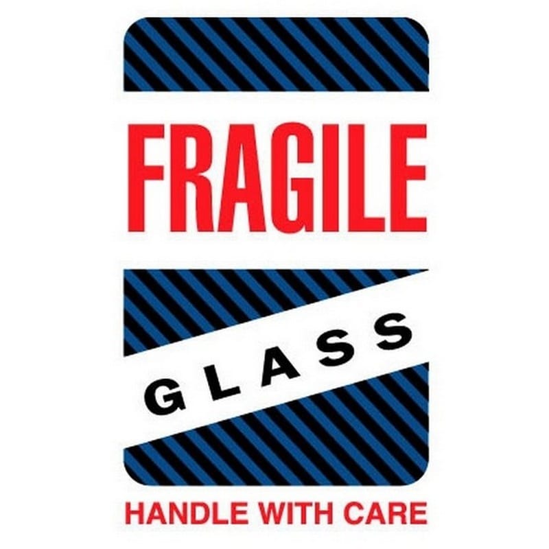 6" x 4" Fragile Glass Handle With Care Labels (500 per Roll) - Image 2