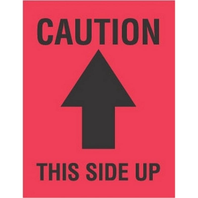 4" x 3" Caution This Side Up Labels (500 per Roll)