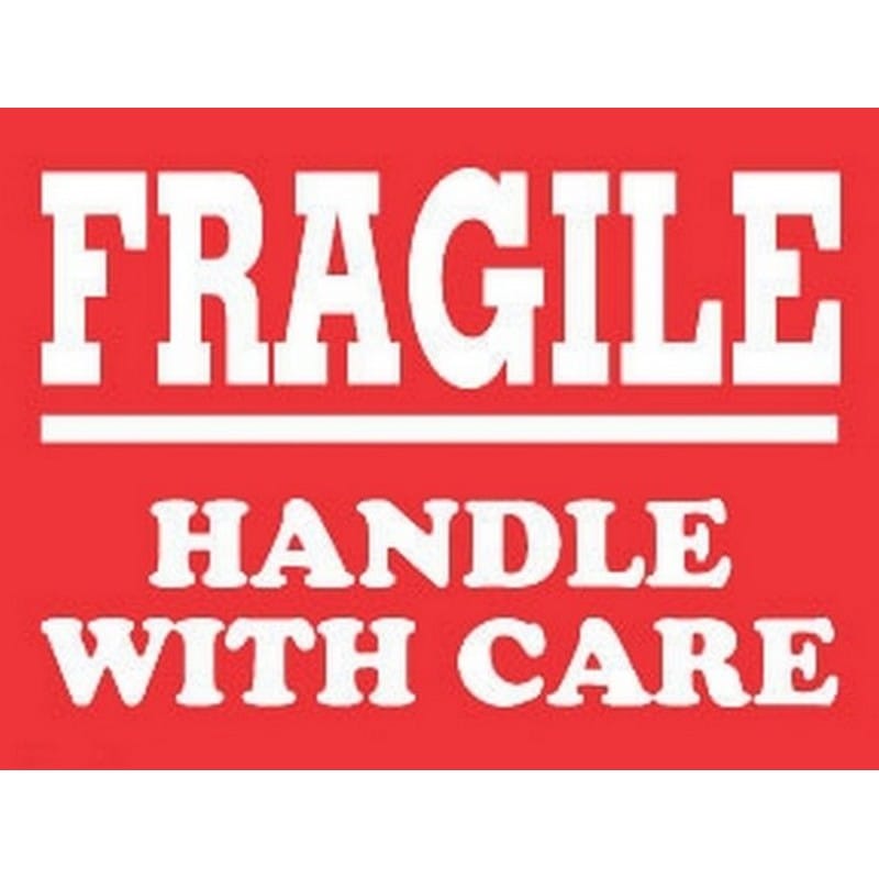 3" x 4" Fragile Handle With Care Labels (500 per Roll)