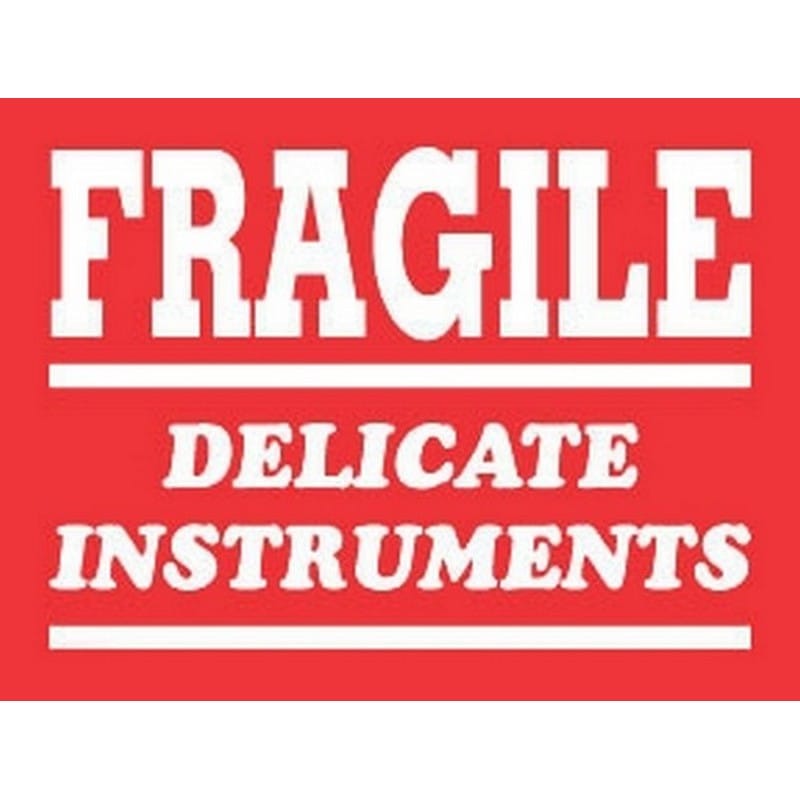3" x 4" White/Red Fragile Delicate Instrument Labels (500 per Roll) - Image 2