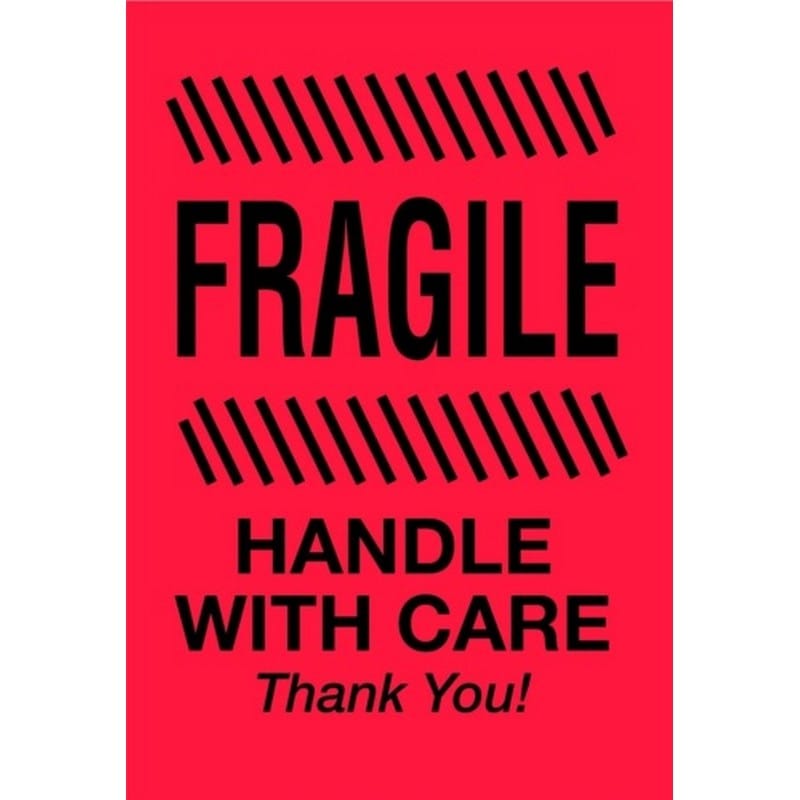 2" x 3" Fragile Handle With Care Thank You Labels (500 per Roll)