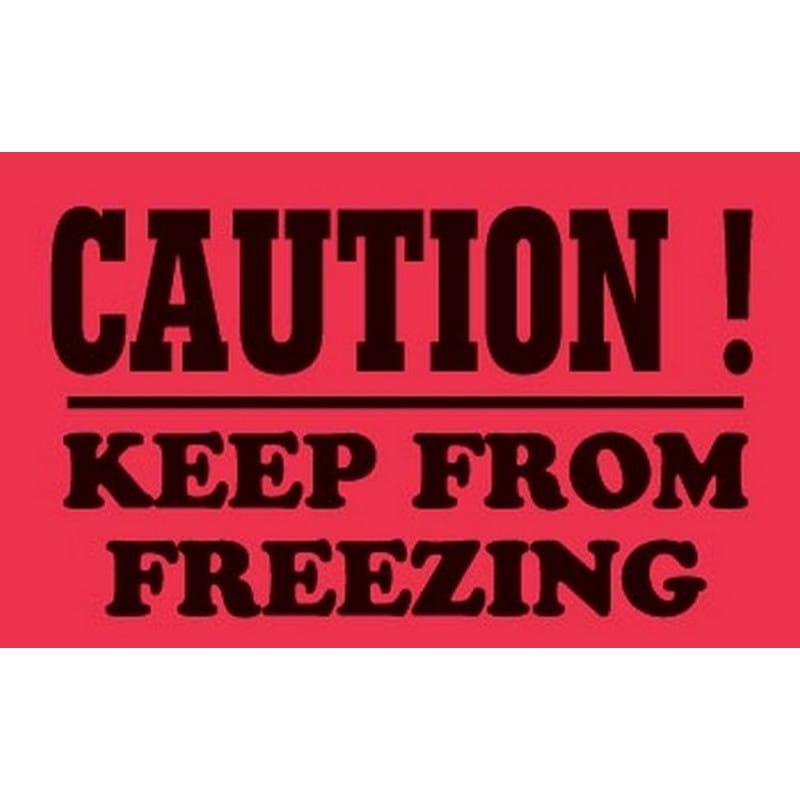 3" x 4" Black/Fluorescent Red Caution Keep From Freezing Labels (500 per Roll)