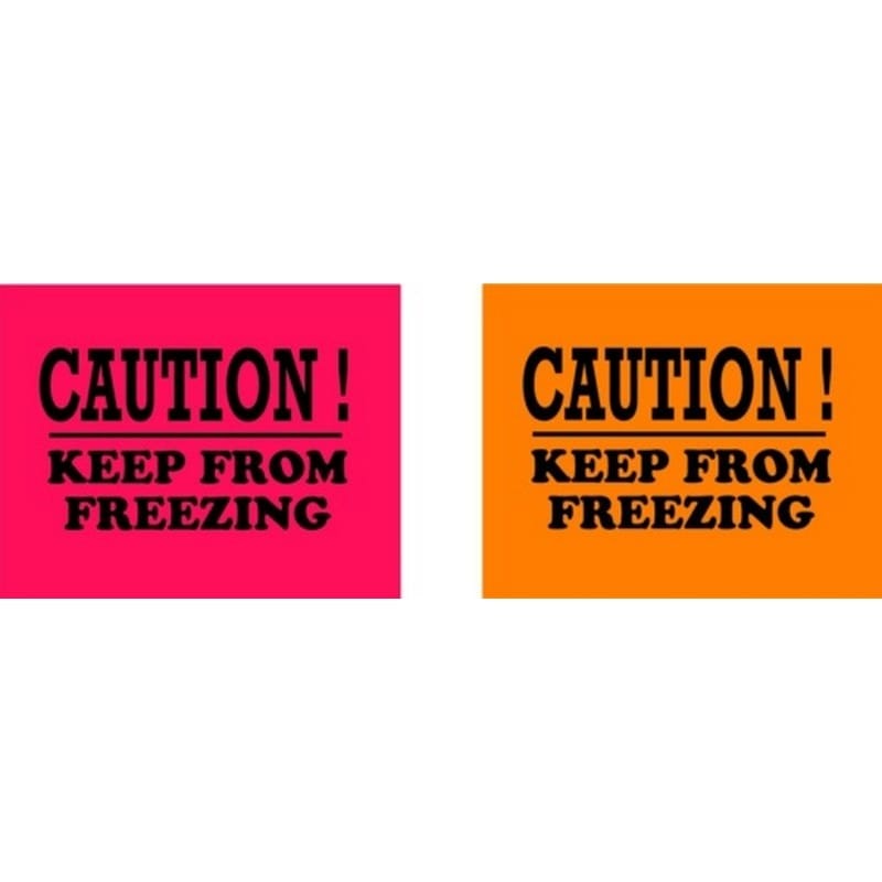 3" x 4" Black/Fluorescent Orange Caution Keep From Freezing Labels (500 per Roll) - Image 2
