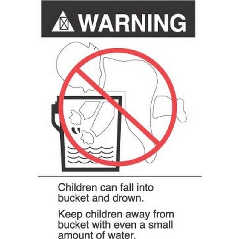 2-7/8" x 5" Warning (Bucket Drowning) Labels (500 per Roll) - Image 2