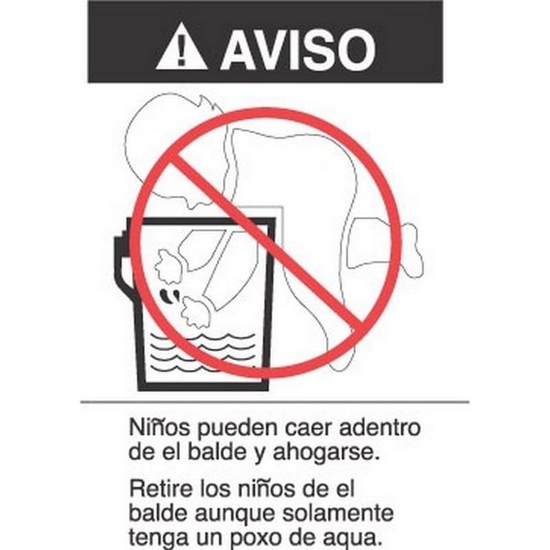2-7/8" x 5" Spanish Warning (Bucket Drowning) Labels (500 per Roll) - Image 2