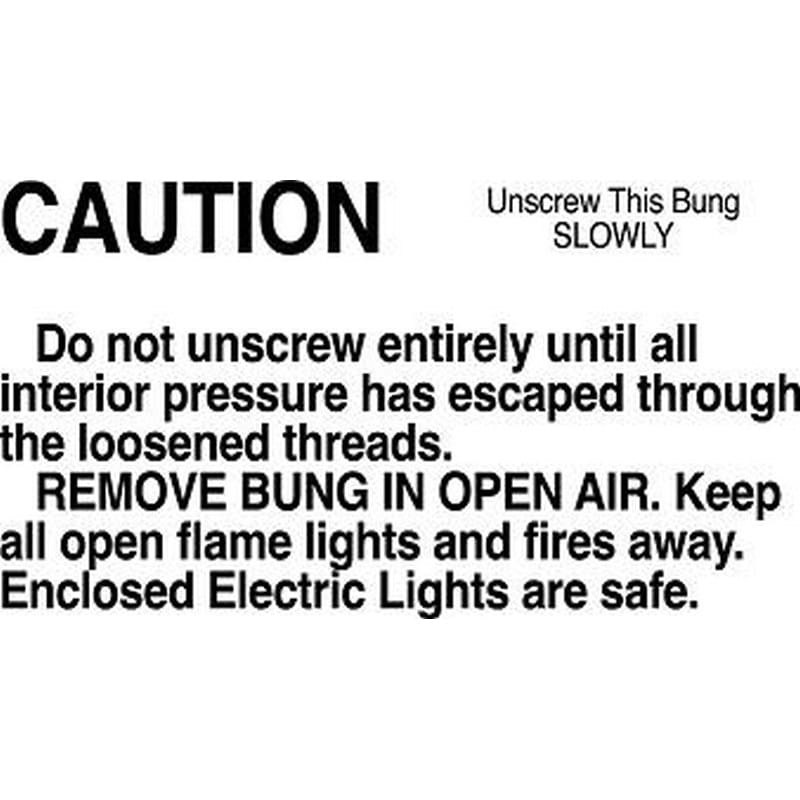 3" x 5" Caution Unscrew This Bung Slowly Labels (500 per Roll) - Image 2