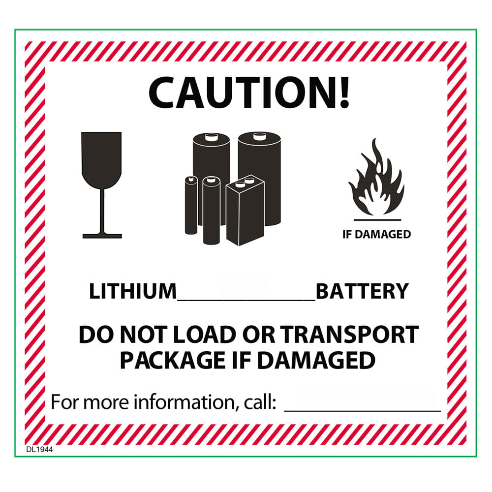 4-5/8" x 5" Caution Lithium Battery Labels (500 per Roll)
