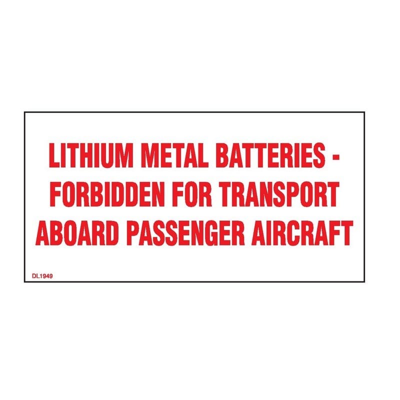 2" x 4" Lithium Metal Batteries - Forbidden For Transport Aboard Passenger Aircraft Labels (500 per Roll)