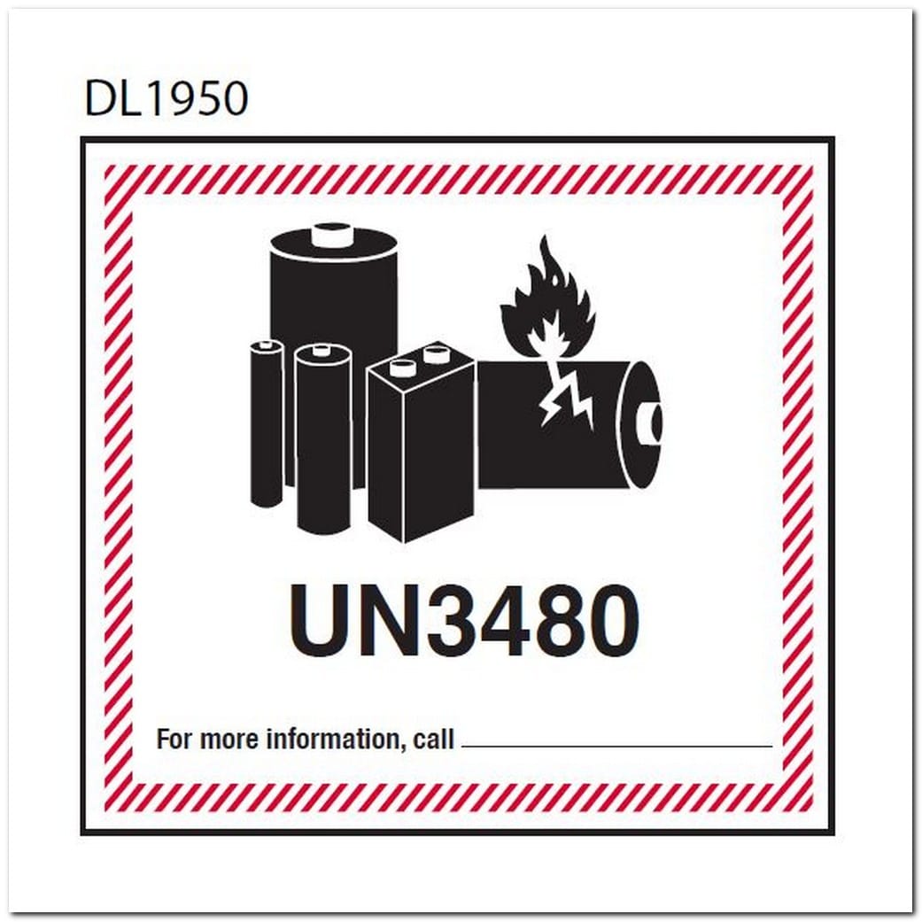 4-5/8" x 5" Custom Printed UN3480 Lithium Ion Battery Labels (500 per Roll)