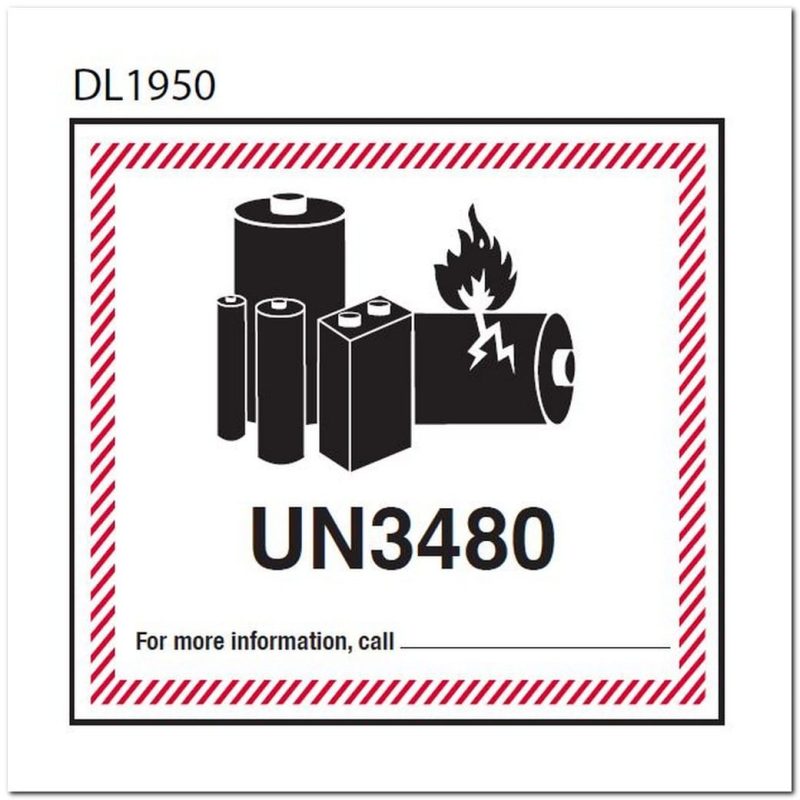 4-5/8" x 5" UN3480 Lithium Ion Battery Labels (500 per Roll)