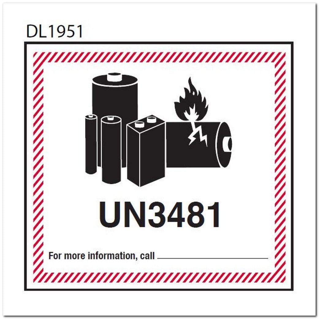 4-5/8" x 5" UN3481 Lithium Ion Battery Labels (500 per Roll)