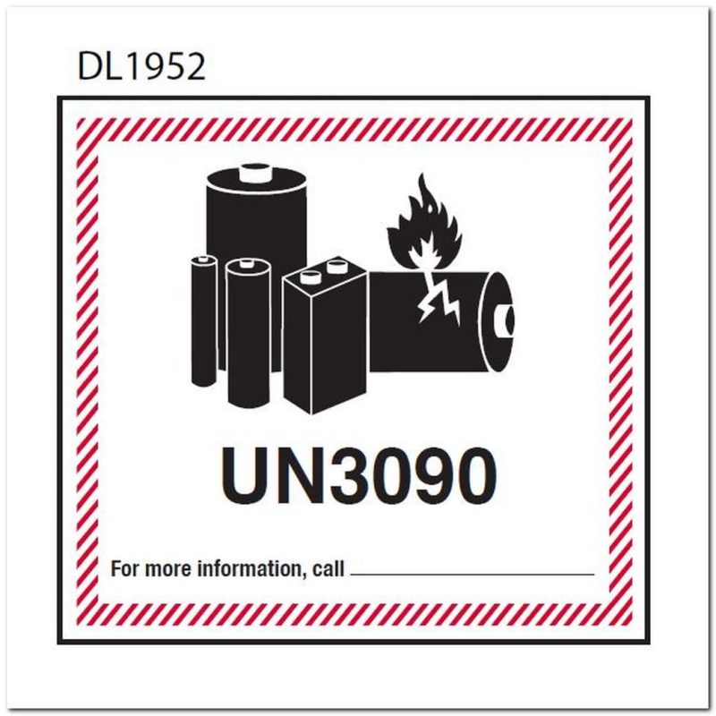 4-5/8" x 5" Custom Printed UN3090 Lithium Metal Battery Labels (500 per Roll)
