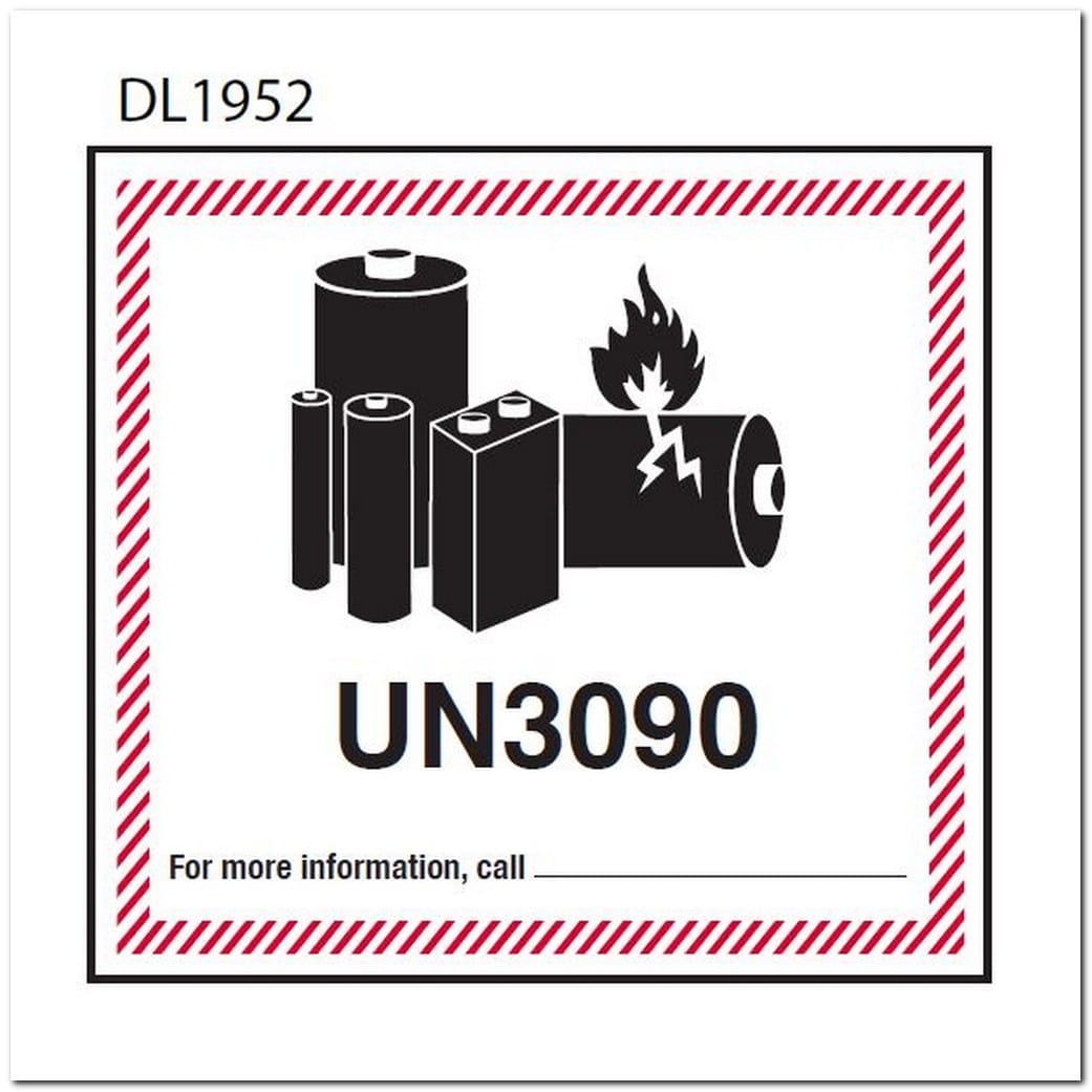 4-5/8" x 5" Custom Printed UN3090 Lithium Metal Battery Labels (500 per Roll)