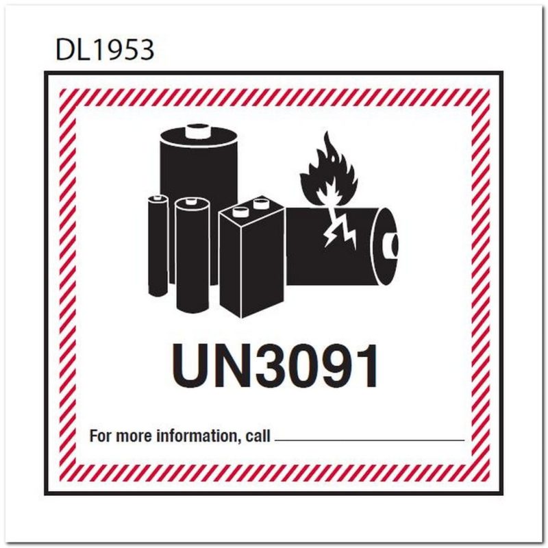 4-5/8" x 5" UN3091 Lithium Metal Battery Labels (500 per Roll)