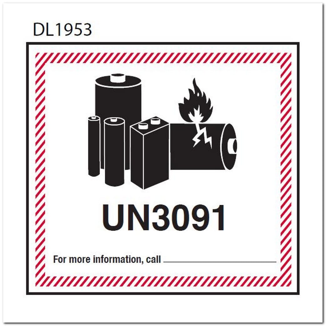 4-5/8" x 5" UN3091 Lithium Metal Battery Labels (500 per Roll)