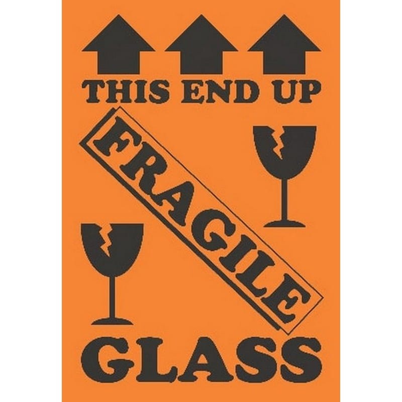 4" x 6" This End Up Fragile Glass Labels (500 per Roll) - Image 2